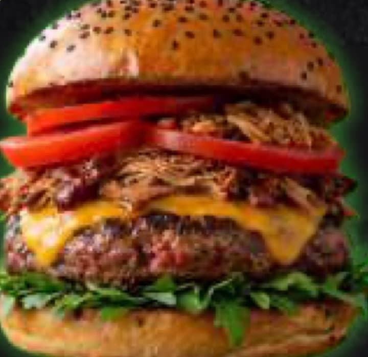 Hamburguesa artesanal Gotham City con bondiola BBQ - Jugotika Villavicencio